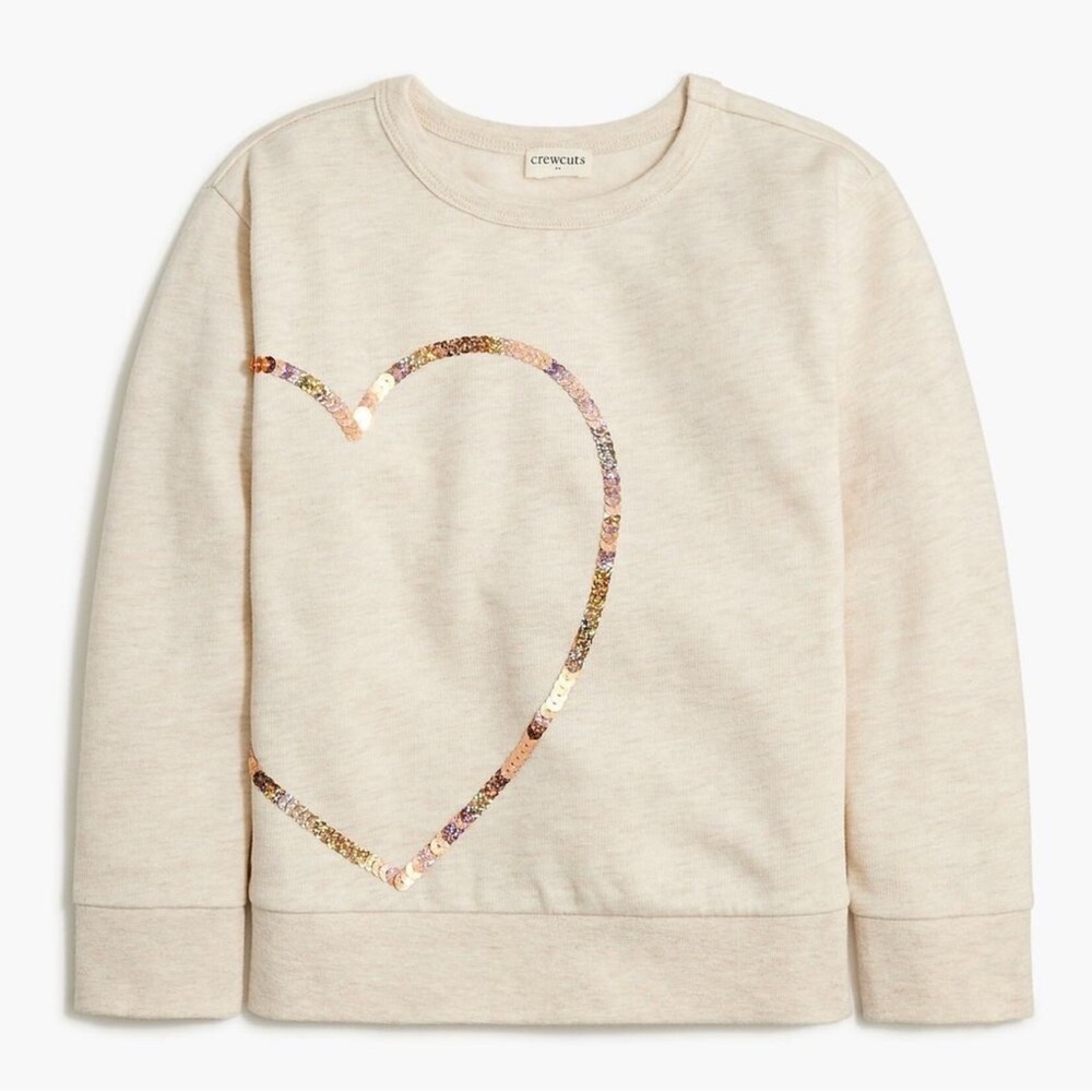 J.Crew - Crewcuts Cream Sequin Heart Sweatshirt